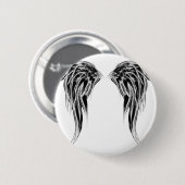 Badge Rond 5 Cm Ailes noires et blanches fraîches d'ange (Devant & derrière)