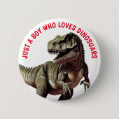 Badge Rond 5 Cm Aime Dinosaures Garçon (Devant)