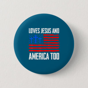 Badge Rond 5 Cm Aime Jésus America Too 4ème Art d'Écriture