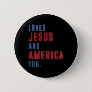 Badge Rond 5 Cm Aime Jésus Et L'Amérique Trop Rétro Dieu Christian