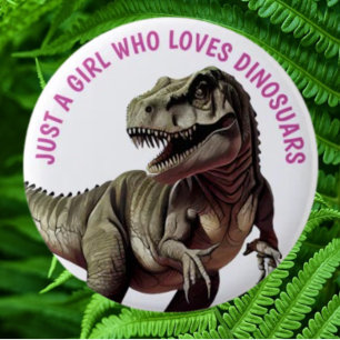 Badge Rond 5 Cm Aime la FILLE Dinosaures