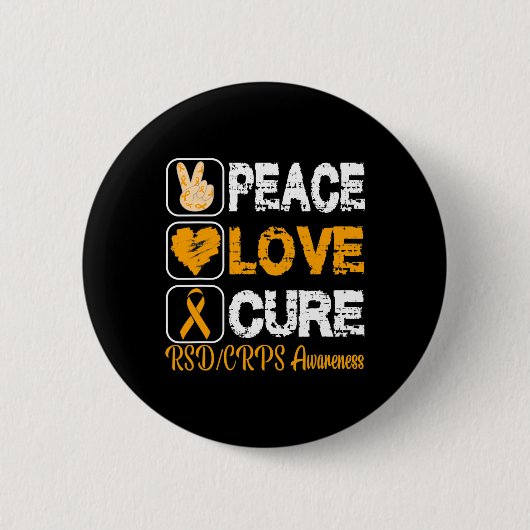 BADGE ROND 5 CM AIMER LA PAIX CURE RSD SENSIBILISATION DES CRPS (Devant)