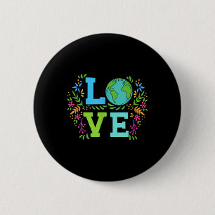Badge Rond 5 Cm Aimer La Terre Sauver La Planète Vintage Floral La