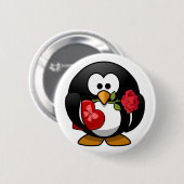 Badge Rond 5 Cm Aimer Pingouin Frappé Avec Cadeaux Valentine (Devant & derrière)