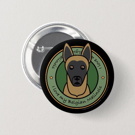 Badge Rond 5 Cm Aimez mon Malinois (Devant & derrière)