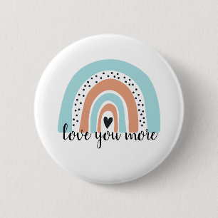 Badge Rond 5 Cm Aimez-vous plus Rainbow Heart Blue Peach