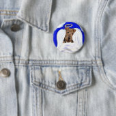 Badge Rond 5 Cm Airedale Terrier Angel (En situation)