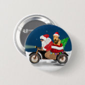 Badge Rond 5 Cm Airedale Terrier Chien Noël Père Noël    (Devant & derrière)