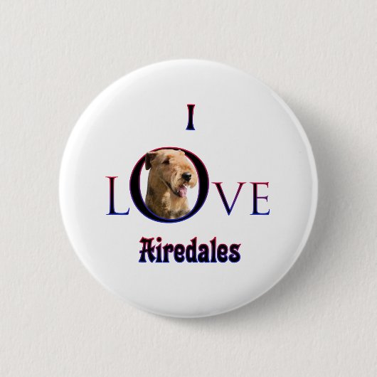 Badge Rond 5 Cm Airedale Terrier I Love (Devant)