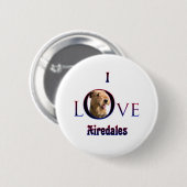 Badge Rond 5 Cm Airedale Terrier I Love (Devant & derrière)