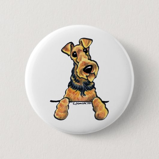 Badge Rond 5 Cm Airedale Terrier Line Art (Devant)