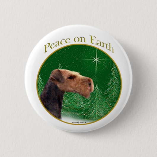 Badge Rond 5 Cm Airedale Terrier Paix (Devant)