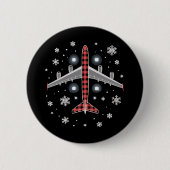 Badge Rond 5 Cm Airplane Plaid Christmas Pilot (Devant)