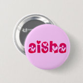 Badge Rond 5 Cm Aisha dans les coeurs (Devant & derrière)