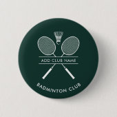 Badge Rond 5 Cm Ajouter Badminton Club Nom Raquettes Icône Custom  (Devant)