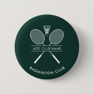 Badge Rond 5 Cm Ajouter Badminton Club Nom Raquettes Icône Custom
