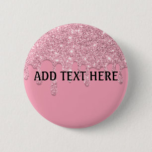 Badge Rond 5 Cm Ajouter du texte Bouton Paillettes qui dégouline