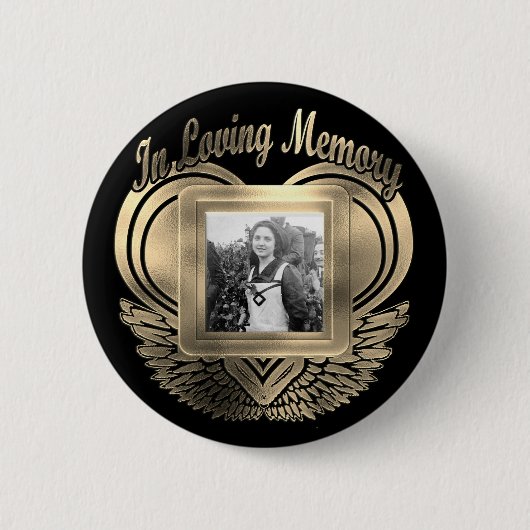 Badge Rond 5 Cm Ajouter Photo Custom Memorial Heart (Devant)