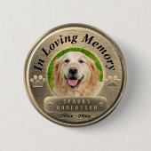Badge Rond 5 Cm Ajouter Photo Dog Memorial en or (Devant)