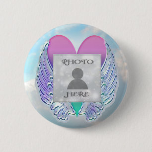 Badge Rond 5 Cm Ajouter photo personnalisée Memorial Angel ailes