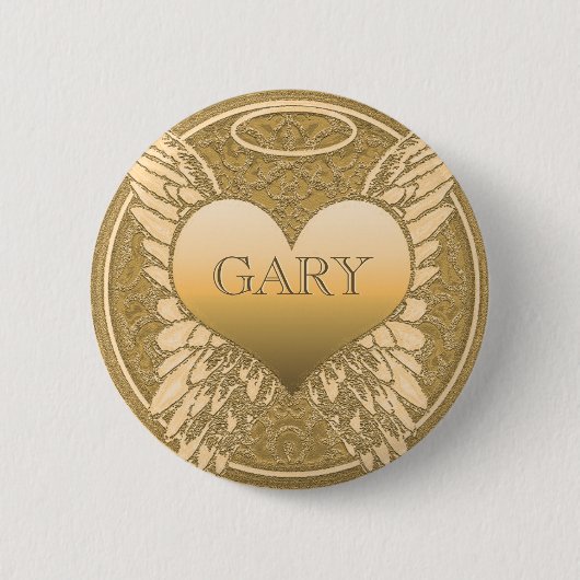 Badge Rond 5 Cm Ajouter un nom | Mémorial | Coeur ange (Devant)