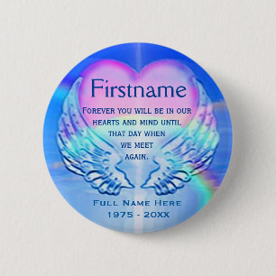Badge Rond 5 Cm Ajouter un nom Mémorial Coeur arc-en-ciel