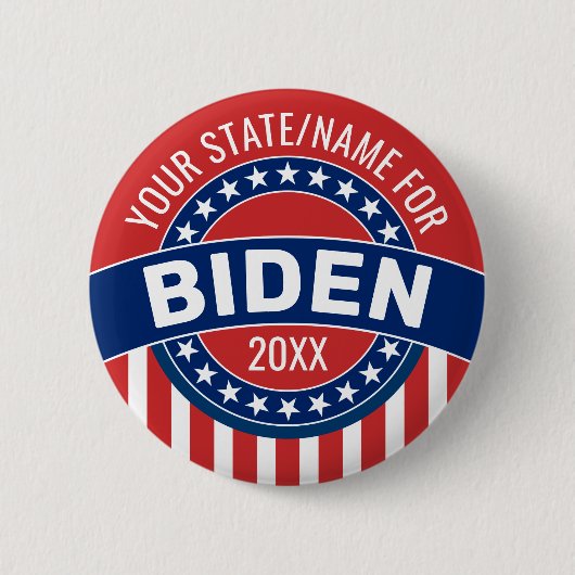 Badge Rond 5 Cm Ajouter un nom ou un état pour soutenir Joe Biden  (Devant)