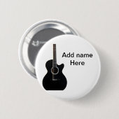 Badge Rond 5 Cm Ajouter votre nom texte brun acoustique guitare éd (Devant & derrière)