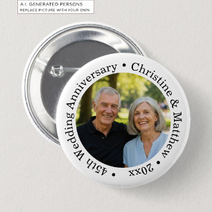 Badge Rond 5 Cm Ajoutez votre propre photo de couple 45e anniversa