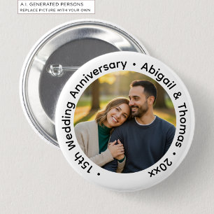 Badge Rond 5 Cm Ajoutez votre propre photo de couple pour le 15e a