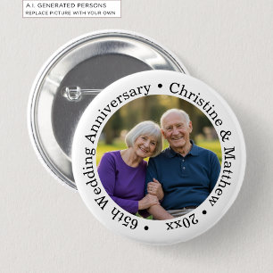Badge Rond 5 Cm Ajoutez votre propre photo de couple pour le 65e a