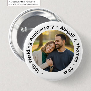 Badge Rond 5 Cm Ajoutez votre propre photo de couple pour vos 10 a