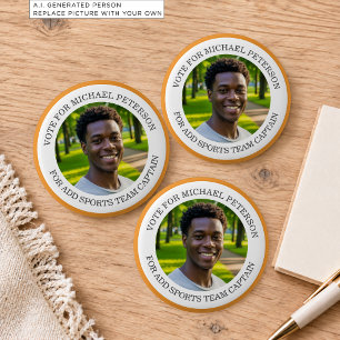 Badge Rond 5 Cm Ajoutez votre propre photo et nom de l'équipe spor