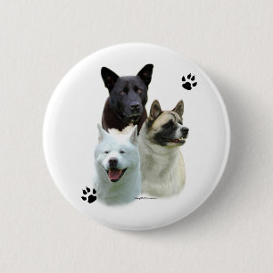 Badge Rond 5 Cm Akita Trio - Bouton
