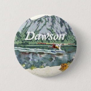 Badge Rond 5 Cm Alaska Bush Avion Et Pêche Voyage