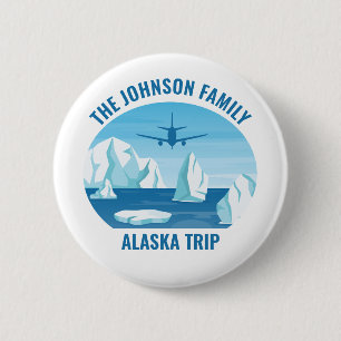 Badge Rond 5 Cm Alaska Famille Vacances Custom Blue Glacier
