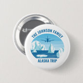 Badge Rond 5 Cm Alaska Famille Vacances Custom Blue Glacier (Devant & derrière)