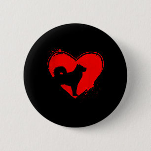 Badge Rond 5 Cm Alaskan Malamute Chien forme de coeur Saint Valent