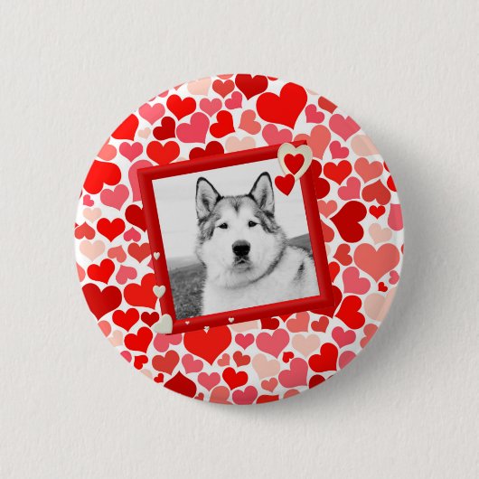 Badge Rond 5 Cm Alaskan Malamute Chien Valentines Coeur (Devant)