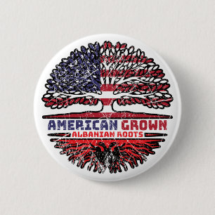 Badge Rond 5 Cm Albanian Albania US American États-Unis