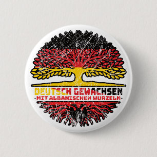 Badge Rond 5 Cm Albanie Albanais Deutsch Deutschland Baum Racine