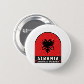 Badge Rond 5 Cm Albanie - Emblème du drapeau (Devant & derrière)