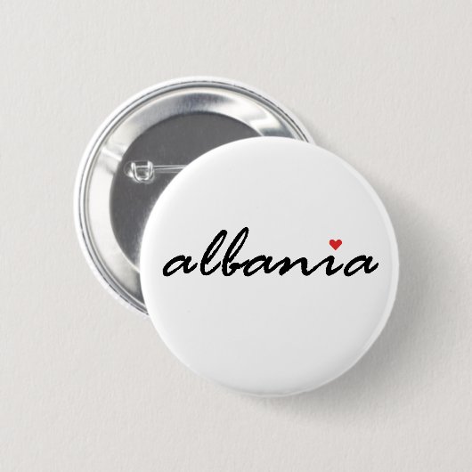 Badge Rond 5 Cm Albanie, j'aime Albanie (Devant & derrière)