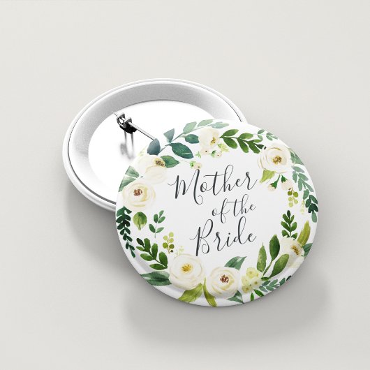 Badge Rond 5 Cm Albâtre Floral Wreath Mère de la mariée