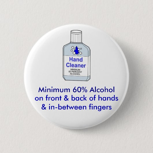 Badge Rond 5 Cm Alcool du minimum 60% (Devant)