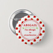Badge Rond 5 Cm Alerte aux allergies aux fraises - Enfants (Devant & derrière)