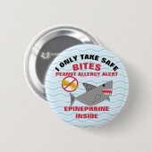 Badge Rond 5 Cm Alerte d'allergie d'arachide de requin (Devant & derrière)