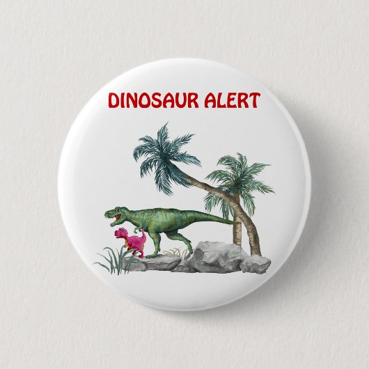 Badge Rond 5 Cm Alerte Dinosaur (Devant)