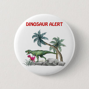 Badge Rond 5 Cm Alerte Dinosaur