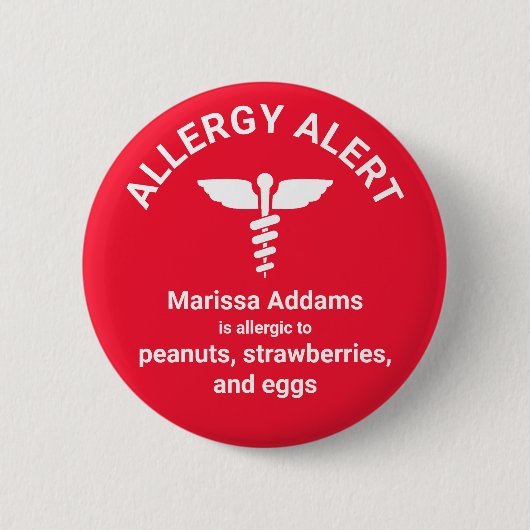 Badge Rond 5 Cm Alerte Médicale d'allergie (Devant)